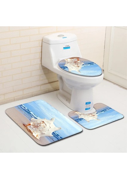 UI2187-18 Stili Dekorasyon Ev Klozet Kapağı Su Emici Halı Banyo Kaymaz Zemin Mat Modern 3D Desen Baskı Halı (Yurt Dışından)