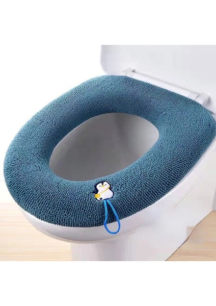 Sap-Cyan Stili Klozet Kapağı Mat Kış Sıcak Yumuşak Yıkanabilir Closestool Mat Evrensel Ev Dekor Örgü Klozet Banyo Aksesuarları (Yurt Dışından)