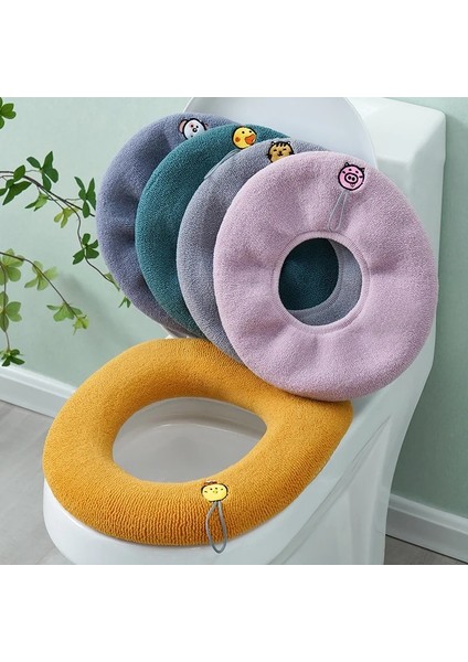 Pembe Tarzı Kalınlaşmış Tuvalet Minderi Kış Yumuşak Yıkanabilir Ortak Iskandinav Klozet Pedleri Ev Banyo Lavabo Yastık Tuvalet Seti (Yurt Dışından)