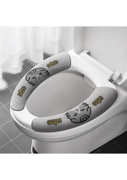 Gri Tarzı Evrensel Klozet Kapağı Karikatür Tuvalet Etiket Sıcak Yumuşak Yıkanabilir Banyo Closestool Koruyucu Banyo Aksesuarları (Yurt Dışından)