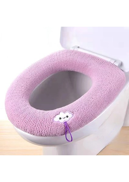 Sap-Pembe Tarzı Klozet Kapağı Mat Kış Sıcak Yumuşak Yıkanabilir Closestool Mat Evrensel Ev Dekor Örgü Klozet Banyo Aksesuarları (Yurt Dışından)