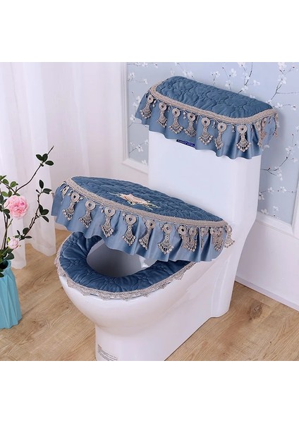 No.23 Stili Dantel Tuvalet Kapağı Üç Parçalı Tuvalet Tozluk Kalınlaşmış Klozet Ev Klozet Ev Banyo Malzemeleri Seti (Yurt Dışından)