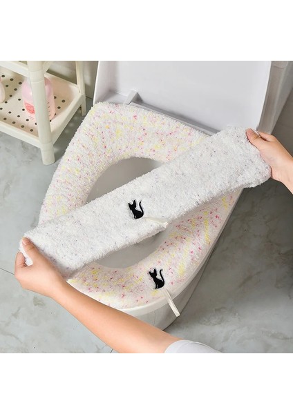 B Tarzı Kış Sıcak Klozet Kapağı Mat Banyo Tuvalet Pedi Yastık Saplı Kalın Yumuşak Yıkanabilir Closestool Isıtıcı Aksesuarları Gy (Yurt Dışından) fırsatları