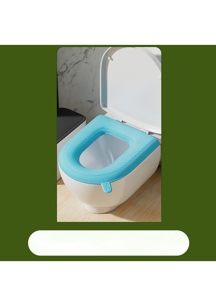 Mavi Stil Yumuşak Köpük Tuvalet Paspas Ev Halka Silikon Koltuk Örtüsü Su Geçirmez Yıkanabilir Tuvaletler Aksesuarları Dört Mevsim Evrensel (Yurt Dışından)