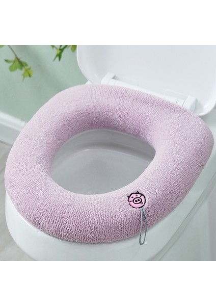 Pembe Tarzı Kalınlaşmak Tuvalet Kapağı Pedi Kış Klozet Kapağı Yıkanabilir Bide Kapak Pedi Banyo Aksesuarları Saf Renk O-Şekil Ped (Yurt Dışından)