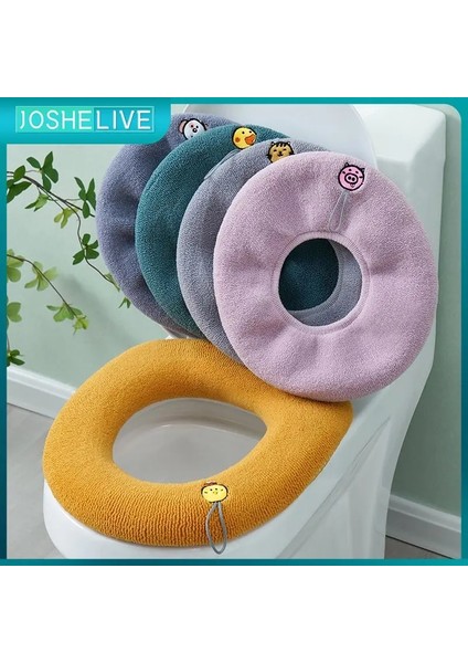 Pembe Tarzı Kalınlaşmak Tuvalet Kapağı Pedi Kış Klozet Kapağı Yıkanabilir Bide Kapak Pedi Banyo Aksesuarları Saf Renk O-Şekil Ped (Yurt Dışından) modelleri