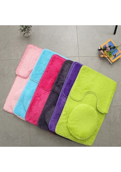 Siyah Stil 3 Parça Banyo Halı Seti Düz Renk Kaymaz Banyo Paspasları Su Emme Tuvalet Kapağı Kapak Kat Mat Ev Için (Yurt Dışından) modelleri