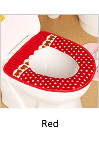 Kırmızı Stil 1 Adet Moda Klozet Kapağı Isıtıcı Polar Kalın Yumuşak Rahat Bebek Lazımlık Koltukları Kılıfı Palto Tuvalet Çantası Banyo Aksesuarı (Yurt Dışından)