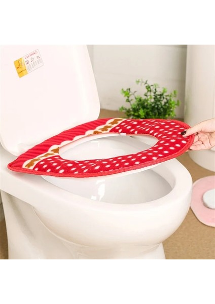 Kırmızı Stil 1 Adet Moda Klozet Kapağı Isıtıcı Polar Kalın Yumuşak Rahat Bebek Lazımlık Koltukları Kılıfı Palto Tuvalet Çantası Banyo Aksesuarı (Yurt Dışından) fırsatları