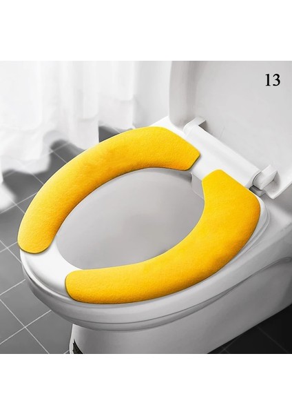 Sarı Tarzı Evrensel Klozet Kapağı Yumuşak Wc Macunu Tuvalet Yapışkan Koltuk Pedi Yıkanabilir Banyo Isıtıcı Koltuk Çıtası Ped Yastık Düz Renk (Yurt Dışından)