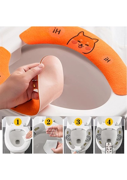 Sarı Tarzı Evrensel Klozet Kapağı Yumuşak Wc Macunu Tuvalet Yapışkan Koltuk Pedi Yıkanabilir Banyo Isıtıcı Koltuk Çıtası Ped Yastık Düz Renk (Yurt Dışından)