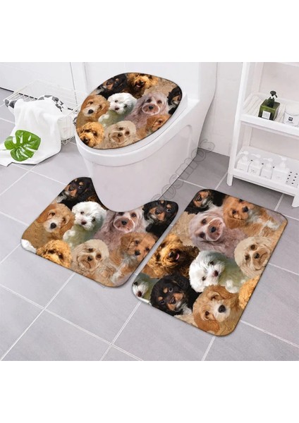 No.1 Stili Bir Demet Dalmaçyalı Banyo Paspas Seti Üç Parçalı Set 3D Baskılı Banyo Ayaklı Halı Kapak Tuvalet Kapağı Banyo Paspas Seti (Yurt Dışından)