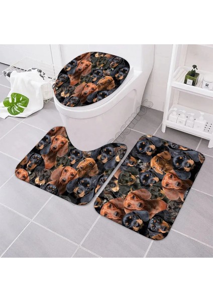 No.1 Stili Bir Demet Dalmaçyalı Banyo Paspas Seti Üç Parçalı Set 3D Baskılı Banyo Ayaklı Halı Kapak Tuvalet Kapağı Banyo Paspas Seti (Yurt Dışından)