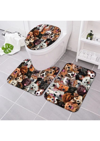 No.1 Stili Bir Demet Dalmaçyalı Banyo Paspas Seti Üç Parçalı Set 3D Baskılı Banyo Ayaklı Halı Kapak Tuvalet Kapağı Banyo Paspas Seti (Yurt Dışından)