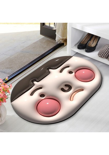 B Tarzı Karikatür Çamur Küçük Kafa Görsel Genişleme Zemin Mat Tuvalet Banyo Tuvalet Paspas Hızlı Kuru Emici Kaymaz Ayak Mat 40*60 cm (Yurt Dışından)