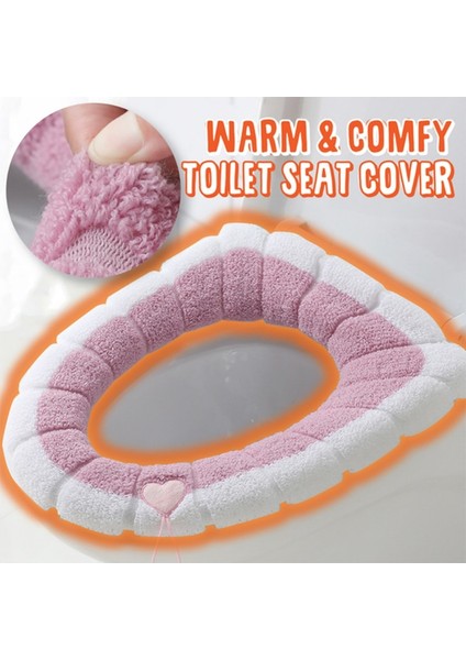 Yeşil Tarzı Peluş ve Kalınlaştırılmış Yalıtımlı Sonbahar ve Kış Yetişkin Peluş Tuvalet Kapağı, Dairesel Klozet Minderi, Tuvalet Kapağı (Yurt Dışından)