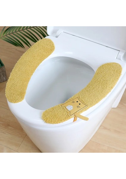 D Tarzı Evrensel Klozet Kapağı Örme Tuvalet Etiket Su Geçirmez Klozet Minderi Yıkanabilir Banyo Isıtıcı Tuvalet Kapağı Yastığı (Yurt Dışından)