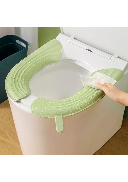 Yeşil Stil 2 Adet Su Geçirmez Yumuşak Klozet Kapağı Banyo Yıkanabilir Closestool Mat Ped Yastık Evrensel Wc Tuvalet Kapağı Bide Aksesuarları (Yurt Dışından)