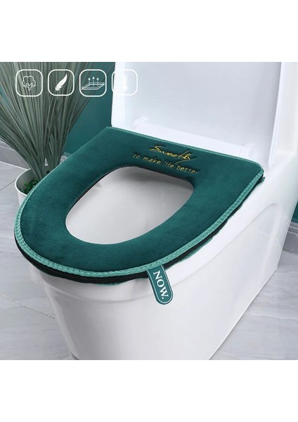 Yeşil Stil Yıkanabilir Sıcak Klozet Kapağı Saplı Tuvalet Aksesuarları Yumuşak Peluş Fermuar Wc Mat Banyo Dekorasyon Aksesuarları (Yurt Dışından) modelleri