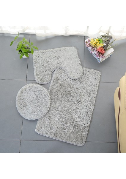 Mavi Stil 3 Parça Banyo Halı Seti Düz Renk Kaymaz Banyo Paspasları Su Emme Tuvalet Kapağı Kapak Kat Mat Ev Için (Yurt Dışından) fiyatları