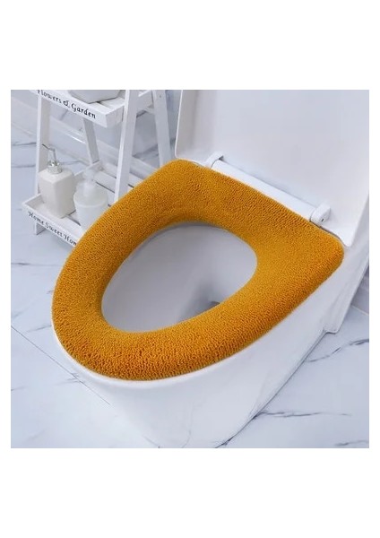Sarı Stil Yumuşak Sıcak Tuvalet Paspas Kapağı Kış Kalın Closestool Mat Yıkanabilir Banyo Aksesuarları Örgü O-Şekilli Tuvalet Koltuk Minderi Pedi (Yurt Dışından)