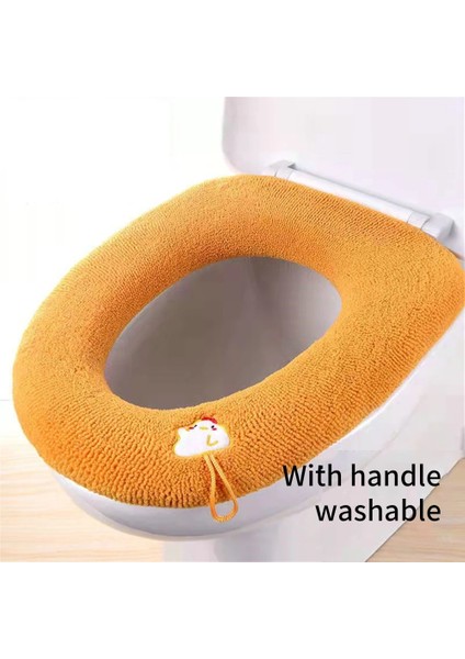 Sarı Tarzı Iki Parçalı Tuvalet Kapağı Viskoz Koltuk Minderi Yumuşak ve Su Geçirmez Isıtıcı Aksesuarları O-Şekilli Klozet Klozet Kapağı Yumuşak Temiz (Yurt Dışından)