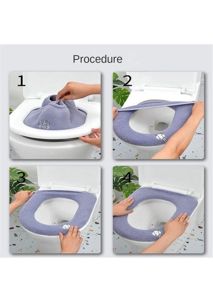 Ching Tarzı Iki Parçalı Tuvalet Kapağı Viskoz Koltuk Minderi Yumuşak ve Su Geçirmez Isıtıcı Aksesuarları O-Şekilli Klozet Klozet Kapağı Yumuşak Temiz (Yurt Dışından) fırsatları
