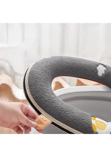 Sarı Tarzı Kulplu, Mandallı, Fermuarlı, Nakış Tasarımlı Sonbahar ve Kış Klozet Kapağı (Yurt Dışından) modelleri