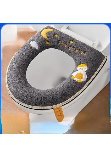 Sarı Tarzı Kulplu, Mandallı, Fermuarlı, Nakış Tasarımlı Sonbahar ve Kış Klozet Kapağı (Yurt Dışından) fırsatları