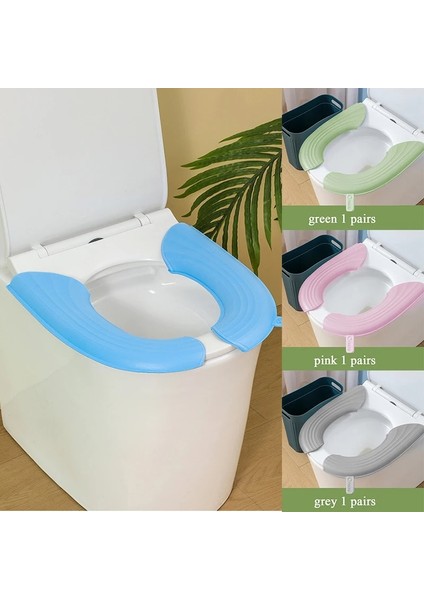Yeşil Stil 2 Adet Set Su Geçirmez Klozet Kapağı Closestool Mat Yıkanabilir Banyo Aksesuarları Evrensel Saf Renk Yumuşak Klozet Minderi (Yurt Dışından) modelleri