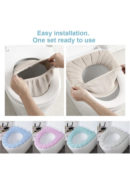 Yeşil Stil Banyo Tuvalet Kapağı Yumuşak Sıcak Koltuk Örtüsü O-Şekilli Pedler Rahat Kalın Su Örgü Klozet Paspasları (Yurt Dışından)
