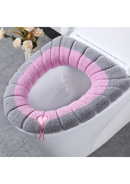 Pembe Tarzı Banyo Klozet Kapağı Yumuşak Isıtıcı Yıkanabilir Mat Kapak Ped Koltuk Minderi Kılıfı Tuvalet Çıtası Aksesuarları Banyo Ev (Yurt Dışından)