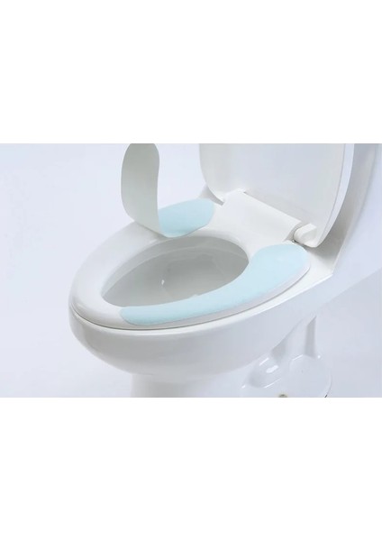 Mavi Stil 1 Çift Seyahat Otel Yapışkan Tuvalet Mat Süper Yumuşak Yeniden Kullanılabilir Flanel Isıtıcı Mat Kapak Ped Yastık Banyo Seti Klozet Koltuk Minderi (Yurt Dışından)