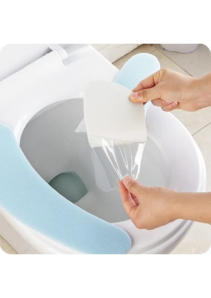 Mavi Stil 1 Çift Seyahat Otel Yapışkan Tuvalet Mat Süper Yumuşak Yeniden Kullanılabilir Flanel Isıtıcı Mat Kapak Ped Yastık Banyo Seti Klozet Koltuk Minderi (Yurt Dışından) fiyatları