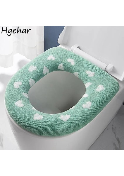 01PEMBE Tarzı Kalp Baskı Klozet Kapağı Lavabo Pedi Mat Yumuşak Sıcak Evrensel Closestool Cilt Dostu Elastik Yıkanabilir Kuzey Avrupa Ins (Yurt Dışından)
