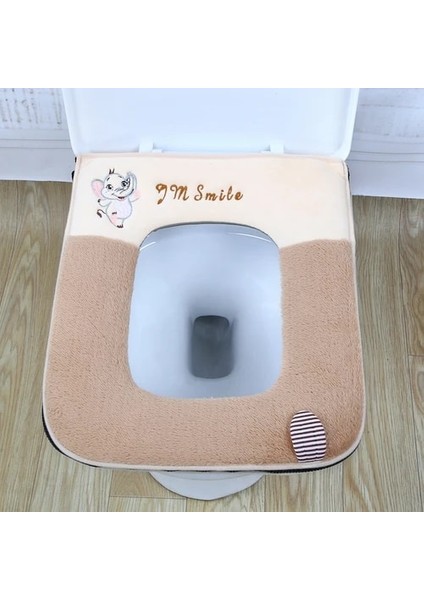 C Tarzı Karikatür Sevimli Peluş Kare Tuvalet Minderi Banyo Aksesuarları Fermuar ile Sıcak Tutmak Su Geçirmez Ev Tuvalet Paspas Yıkanabilir (Yurt Dışından)