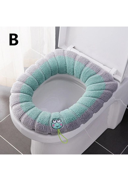 No.2 Tarzı Kış Sıcak Klozet Kapağı Closestool Mat Yıkanabilir Banyo Aksesuarları Örgü Saf Renk Yumuşak O-Şekilli Ped Bide Kapağı (Yurt Dışından)