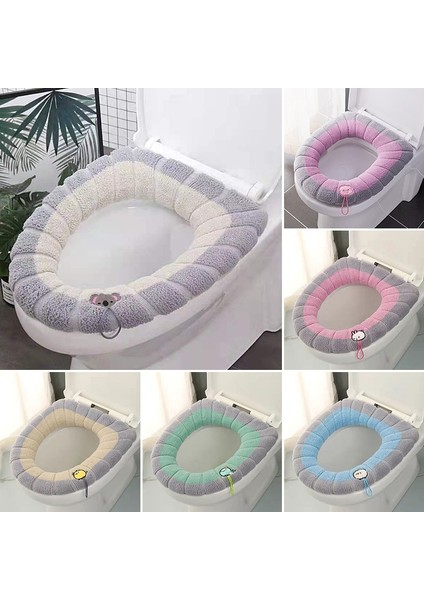 No.2 Tarzı Kış Sıcak Klozet Kapağı Closestool Mat Yıkanabilir Banyo Aksesuarları Örgü Saf Renk Yumuşak O-Şekilli Ped Bide Kapağı (Yurt Dışından) fiyatları