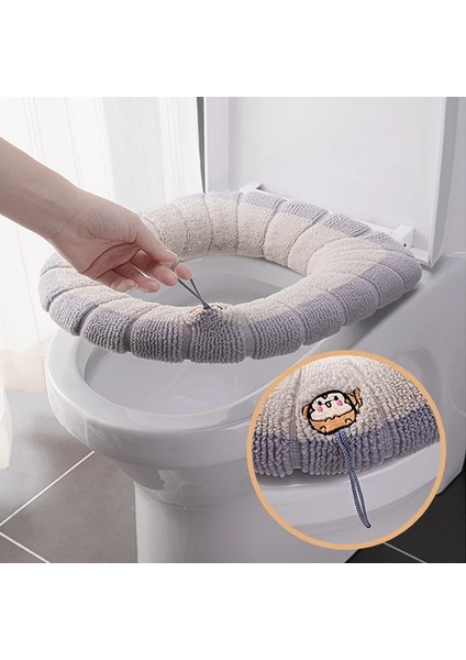 No.2 Tarzı Kış Sıcak Klozet Kapağı Closestool Mat Yıkanabilir Banyo Aksesuarları Örgü Saf Renk Yumuşak O-Şekilli Ped Bide Kapağı (Yurt Dışından) modelleri