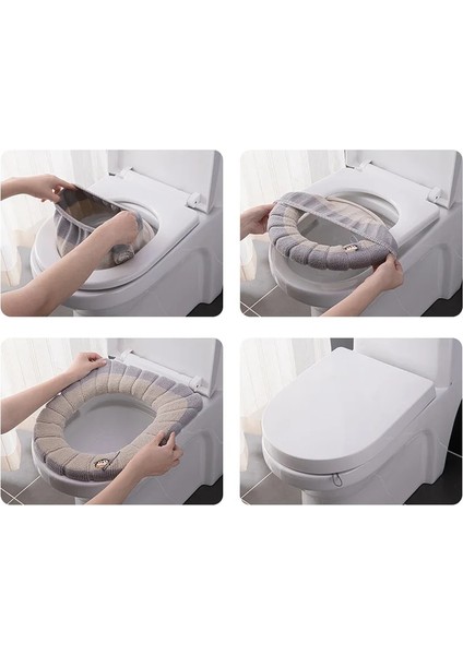 No.2 Tarzı Kış Sıcak Klozet Kapağı Closestool Mat Yıkanabilir Banyo Aksesuarları Örgü Saf Renk Yumuşak O-Şekilli Ped Bide Kapağı (Yurt Dışından) fırsatları