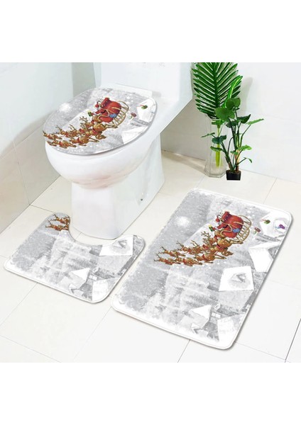 V Tarzı Artoon Noel Kardan Adam Desen Yumuşak Kaymaz Banyo Paspas Flanel Kontur Halı Kapak Tuvalet Kapağı Halı Banyo Dekor Seti (Yurt Dışından) modelleri