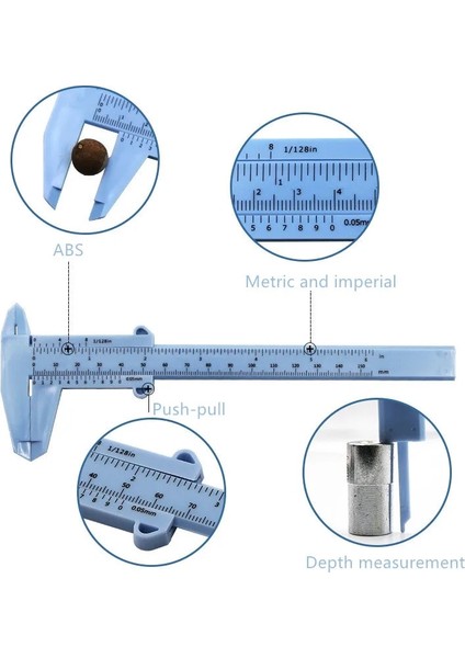 Beyaz Stil Dıy Ölçü Aracı Ağaç Işleme Metal Işleme Sıhhi Tesisat Modeli Yapımı Sürmeli Kumpas Açıklık Derinlik Çapı Ölçü Aracı (Yurt Dışından)