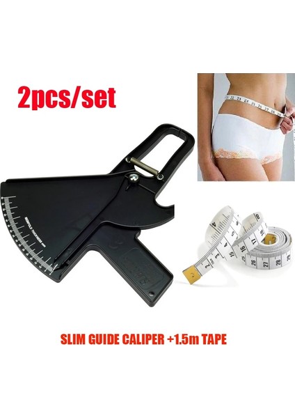 Setd Stili Et Vücut Yağ Kumpas Adipometre + Doğru Bant Kilo Kaybetmek Skinfold Vücut Yağ Ölçü Cihazı Fitness Güzellik Sağlık (Yurt Dışından)