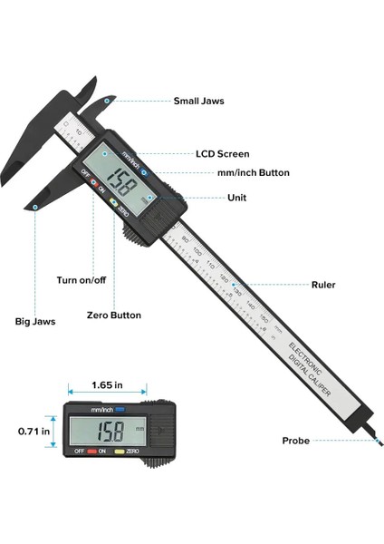 Kırmızı Stil Dijital Kumpas Elektronik Sürmeli Kumpas Mikrometre Dijital Cetvel Ölçme Aleti Dijital Sürmeli Kumpas (Yurt Dışından)