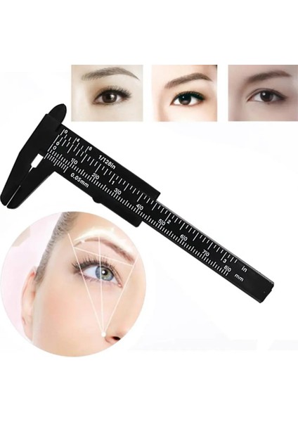 Kırmızı Stil Acemi Taşınabilir Çift Ölçekli 80MM Plastik Kaş Ölçme Sürmeli Kumpas Kaliper Cetvel Kalıcı Makyaj Ölçme Aracı (Yurt Dışından)