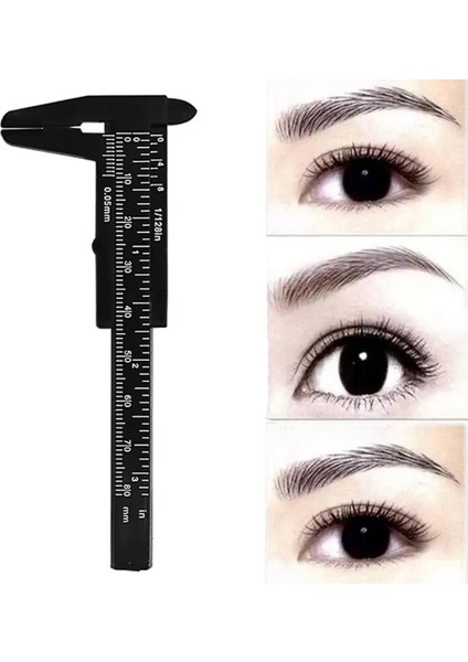 Kırmızı Stil Acemi Taşınabilir Çift Ölçekli 80MM Plastik Kaş Ölçme Sürmeli Kumpas Kaliper Cetvel Kalıcı Makyaj Ölçme Aracı (Yurt Dışından)