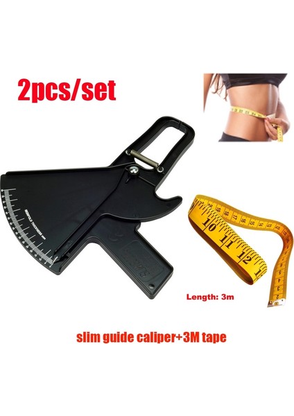 Sete Stili Et Vücut Yağ Kumpas Adipometre + Doğru Bant Kilo Kaybetmek Skinfold Vücut Yağ Ölçü Cihazı Fitness Güzellik Sağlık (Yurt Dışından)