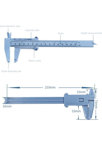 Gümüş Tarzı Dıy Ölçü Aracı Ağaç Işleme Metal Işleme Sıhhi Tesisat Modeli Yapımı Sürmeli Kumpas Açıklık Derinlik Çapı Ölçü Aracı (Yurt Dışından)