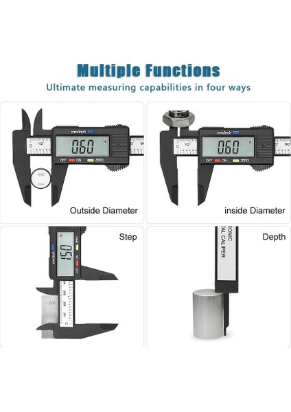 DMR-001-PC Stili Donumeh Vernier Kumpas Elektronik Dijital Kumpas Karbon Fiber Kadran Ölçer Mikrometre Ölçme Aracı Dijital Cetvel (Yurt Dışından)