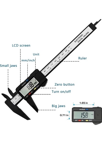 DMR-001-PC Stili Donumeh Vernier Kumpas Elektronik Dijital Kumpas Karbon Fiber Kadran Ölçer Mikrometre Ölçme Aracı Dijital Cetvel (Yurt Dışından)